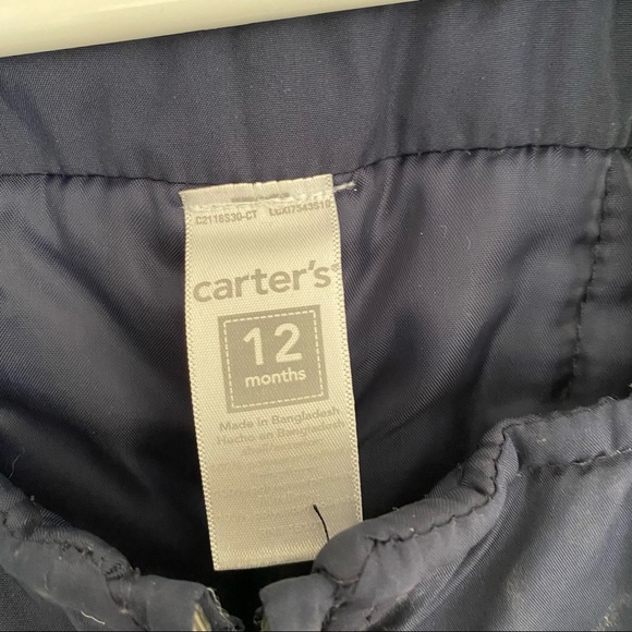1 piece 12 month Carter’s navy blue snowsuit snowbib - Picture 2 of 3